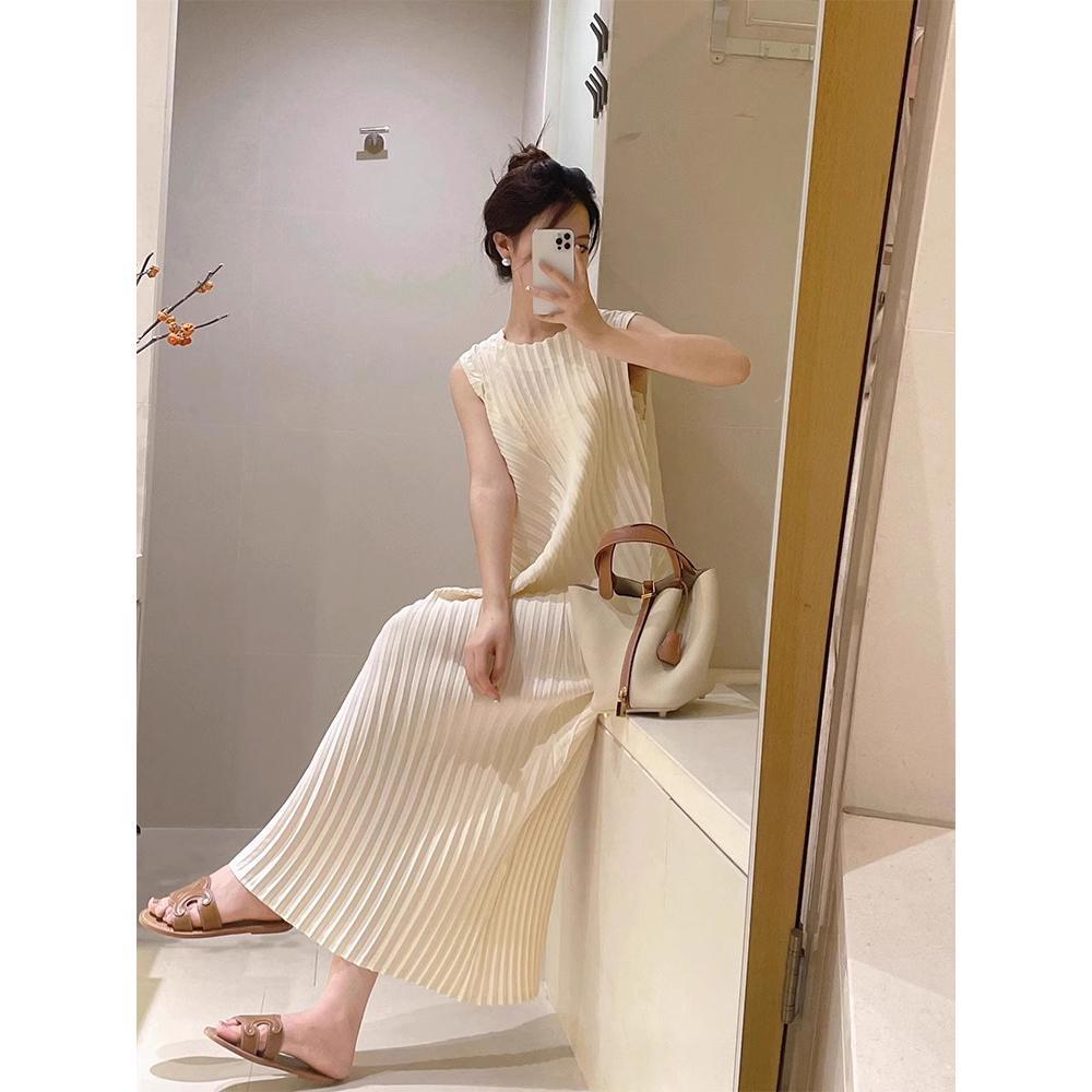 Miyake 2025 Spring New Dress Women's French Style High-End Slimming Look Pleated Mid-Length Skirt