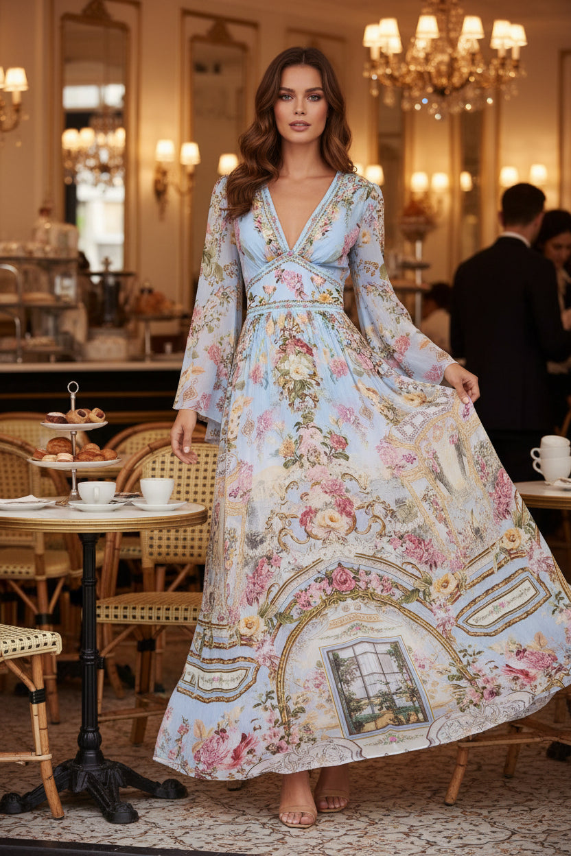 New Australian Camilla Dress Camilla Blue Printed Fairy Holiday Style Silk Long Skirt for Women