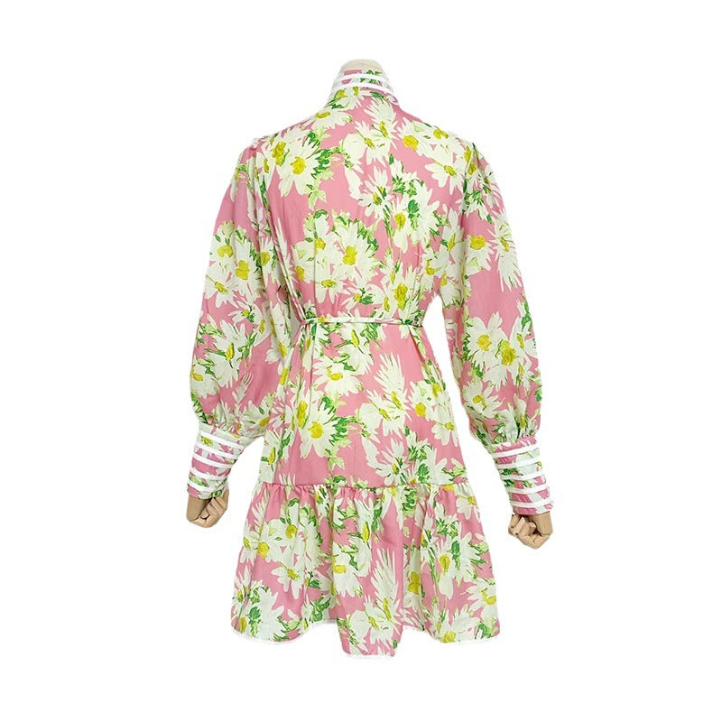 Australian ZM New Dopamine Wearing Holiday Style Printed Long Sleeve dress