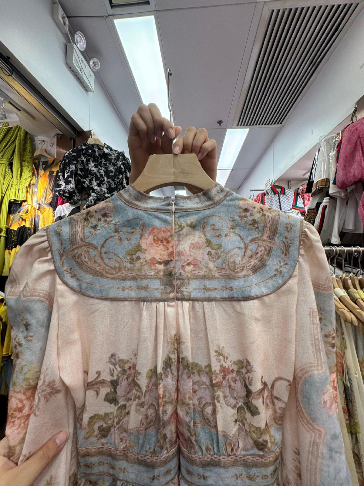Ready-Made Holiday Style Printed Single-Breasted Long-Sleeved Dress for Women, Holiday Style Retro Long Skirt, Thirteen Lines Wholesale for Women
