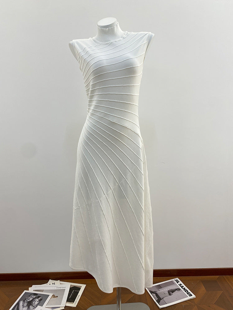High-End Al Brand Classic Black 2025 Autumn/Winter New French Niche Minimalist Pleated Irregular Dress