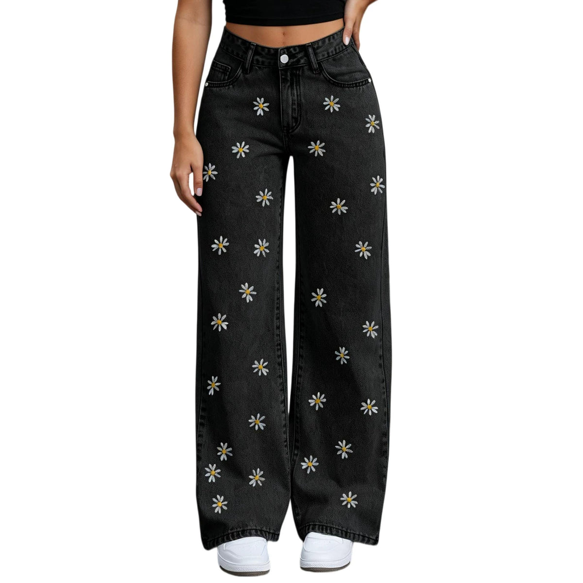 PAPARAZZI CLOSET Korean Retro Wide-Leg Floor-Length Jeans