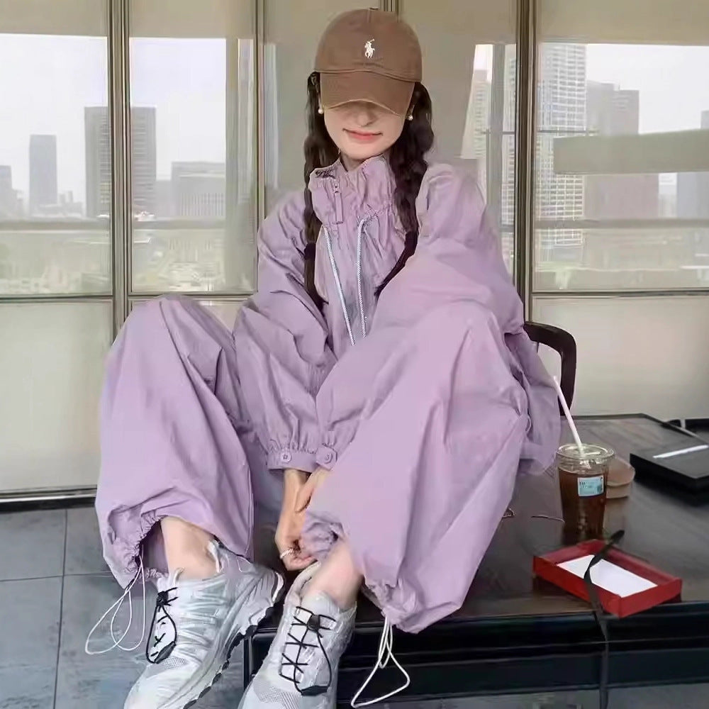 Korean Style Sun Protection Sports Suit Women's Jacket Early Autumn New Versatile Casual Style Slim Overalls Suit