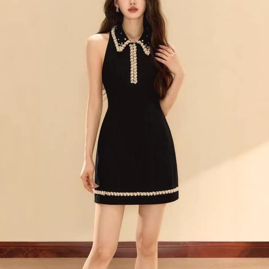 French-Style Chanel-Inspired Dress with a High-End Feel, Elegant Beaded Cocktail Dress, Sleeveless Tank Dress, Waist-Cinching Bodycon Dress