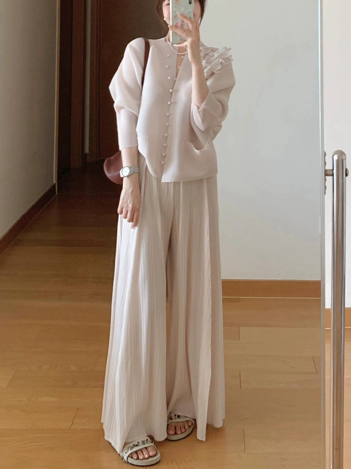 PAPARAZZI CLOSET Elegant Tweed Jacket and Wide-Leg Pants Two-Piece Set