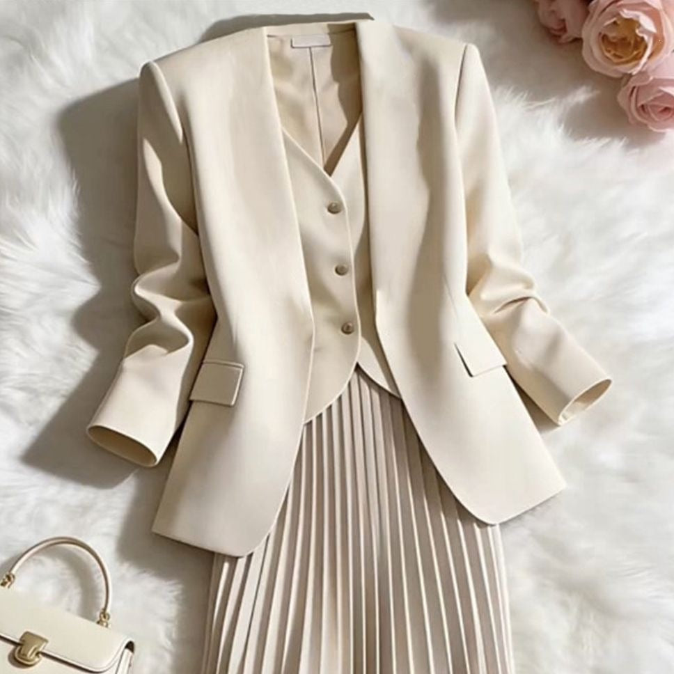 Spring New Trendy Professional Commuter Suit Dress for Women, Elegant Pleated Skirt, Slimming Jacket, New Arrivals