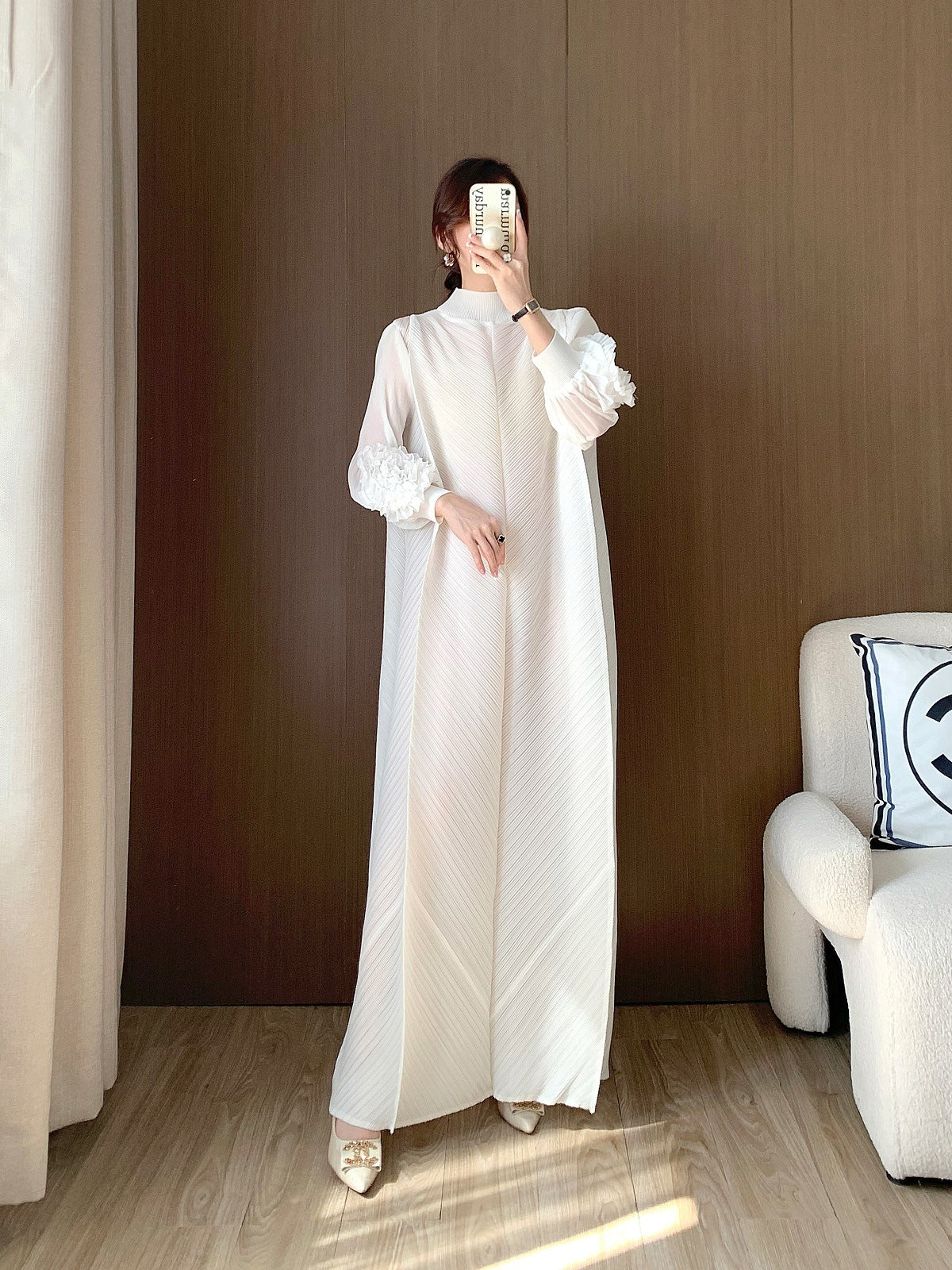Fashionable Pleated Dress for Women, High-End, Loose, Slim, Extra Long, Large Size Long Skirt, Dress, Dress