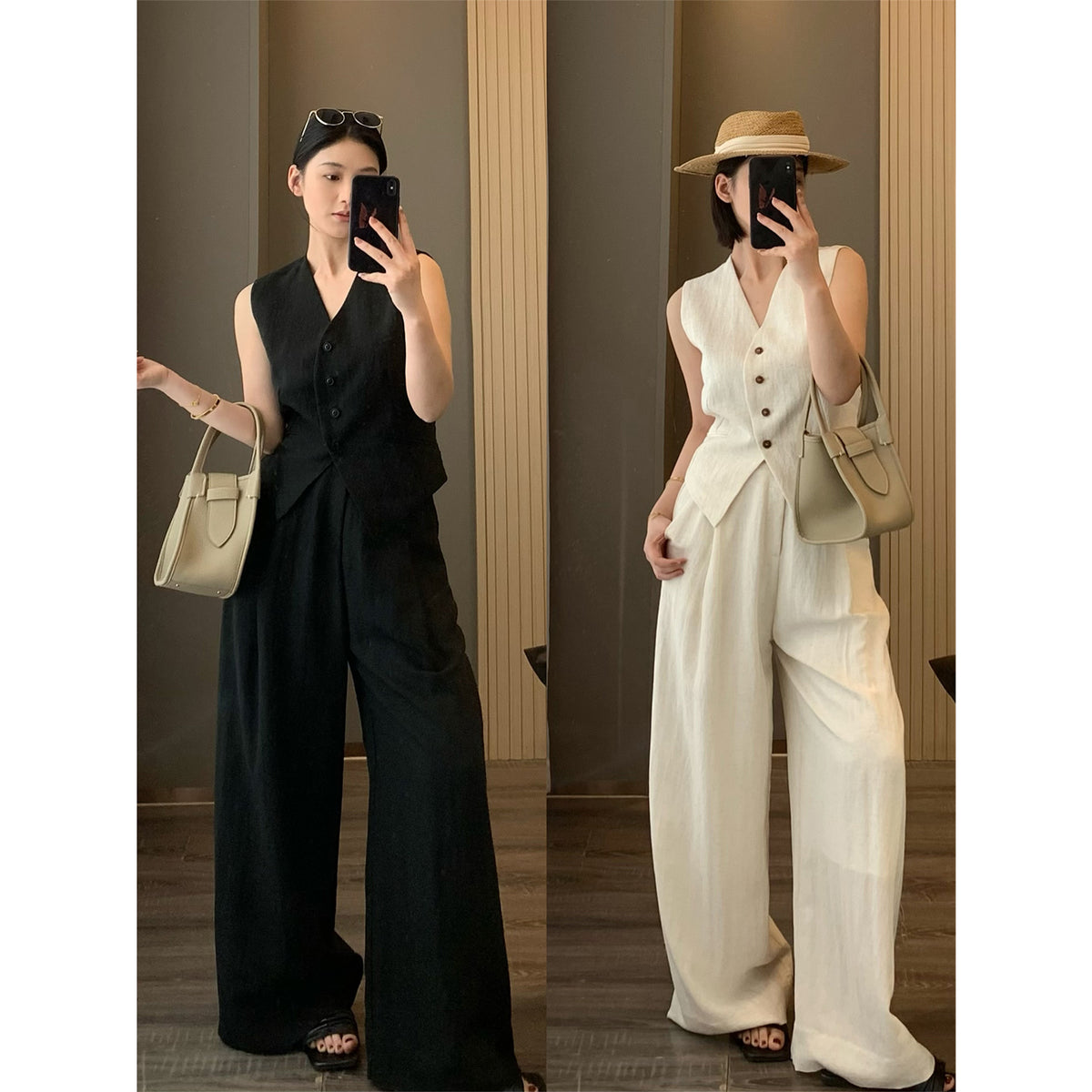 Disney-Inspired Tencel Linen Sleeveless Vest and Wide-Leg Pant Set - Elegant 2026 Summer Old Money Collection
