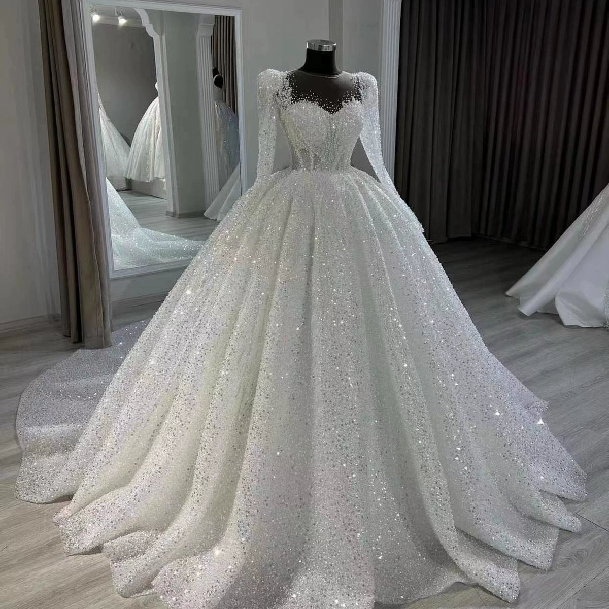Weddingdress New Heavy Beaded Tutu Skirt Wedding Dress Female Bride French Luxury Tail Wedding Dress