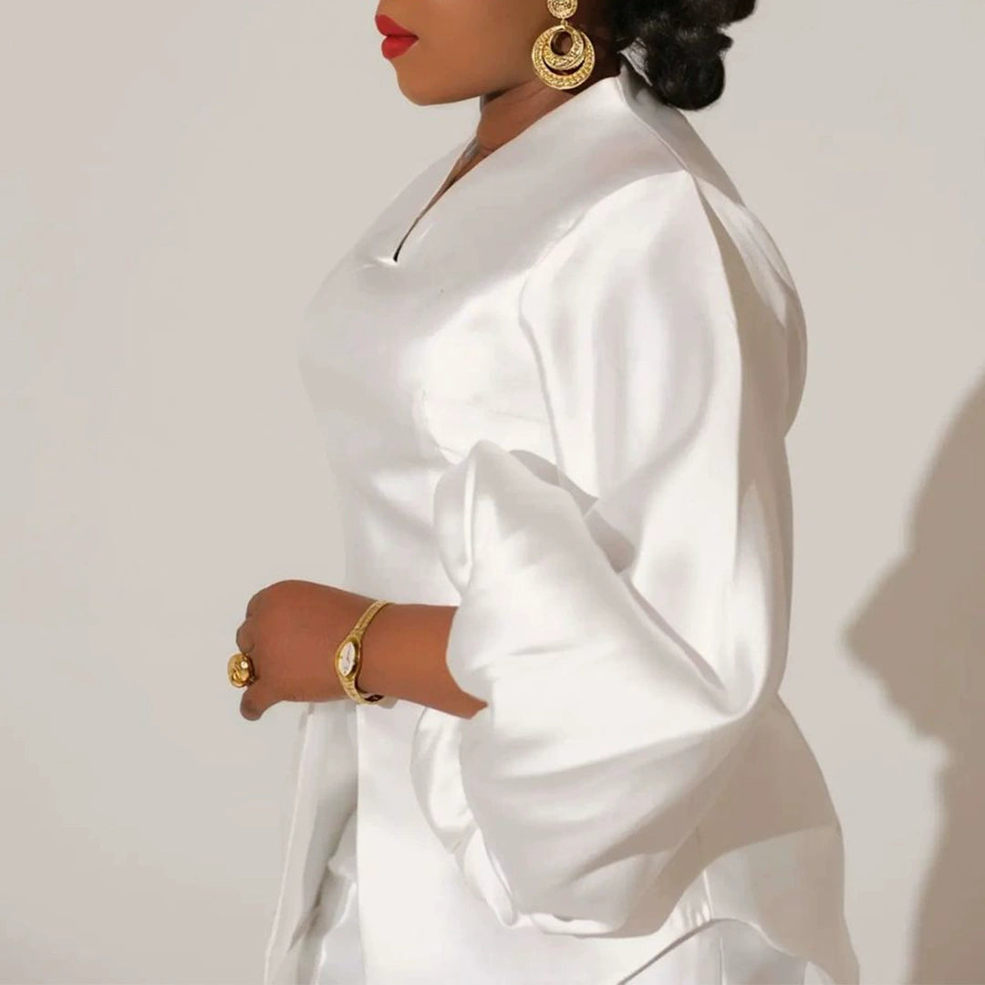 European and American Fashion Pure Color African Plus Size Two-Piece Suit