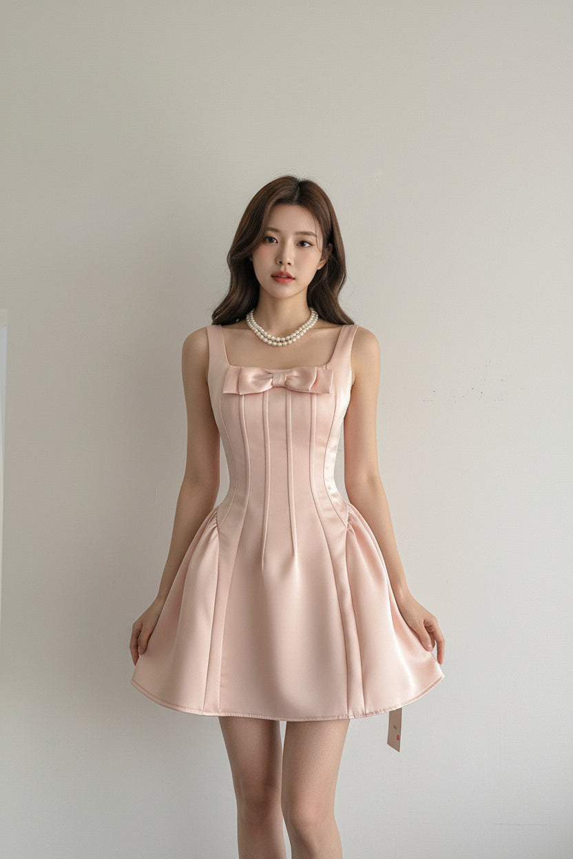 Temple Mai 2025 Summer New Elegant Big Miss Sweet Pure Desire Wind Slimming Bow Sling Princess dress