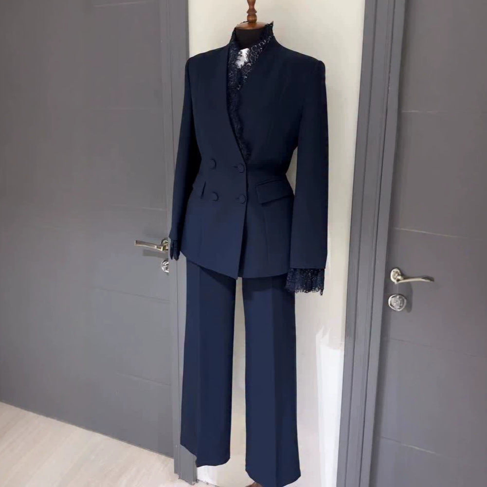 2026 Autumn New European and American Women's Fashion: Stylish Office Long-Sleeve Blazer and Mature Straight-Leg Pants Two-Piece Set
