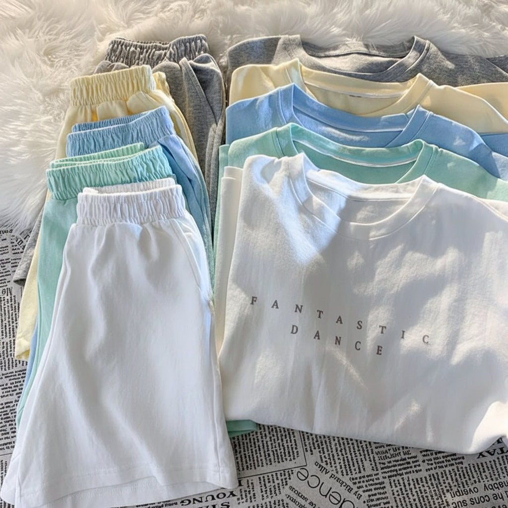 Cotton Casual Sports Suit for Women Summer New Style Student Versatile Loose Fashion Outer Wear Short-sleeved Shorts Two-piece Set Trendy