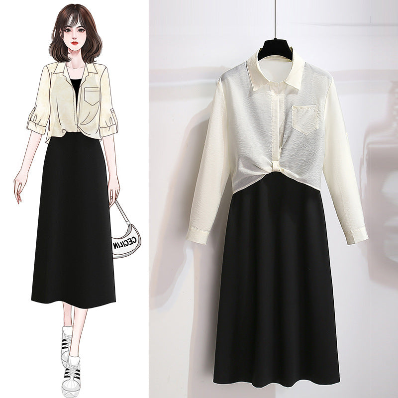 Early Autumn Outfit Set for Women 2026 New Autumn-Summer Sun-Protective Tencel Shirt and Camisole Dress Two-Piece Set
