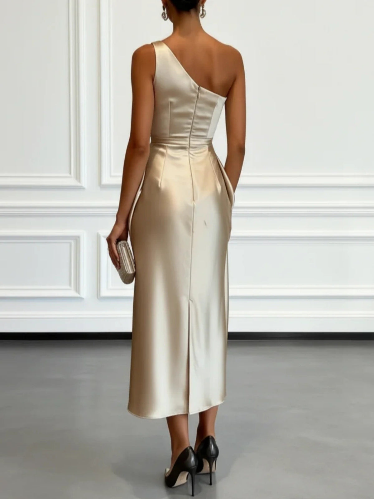 Enchanted Elegance: Women's One-Shoulder Ruched Slim-Fit Formal Gown