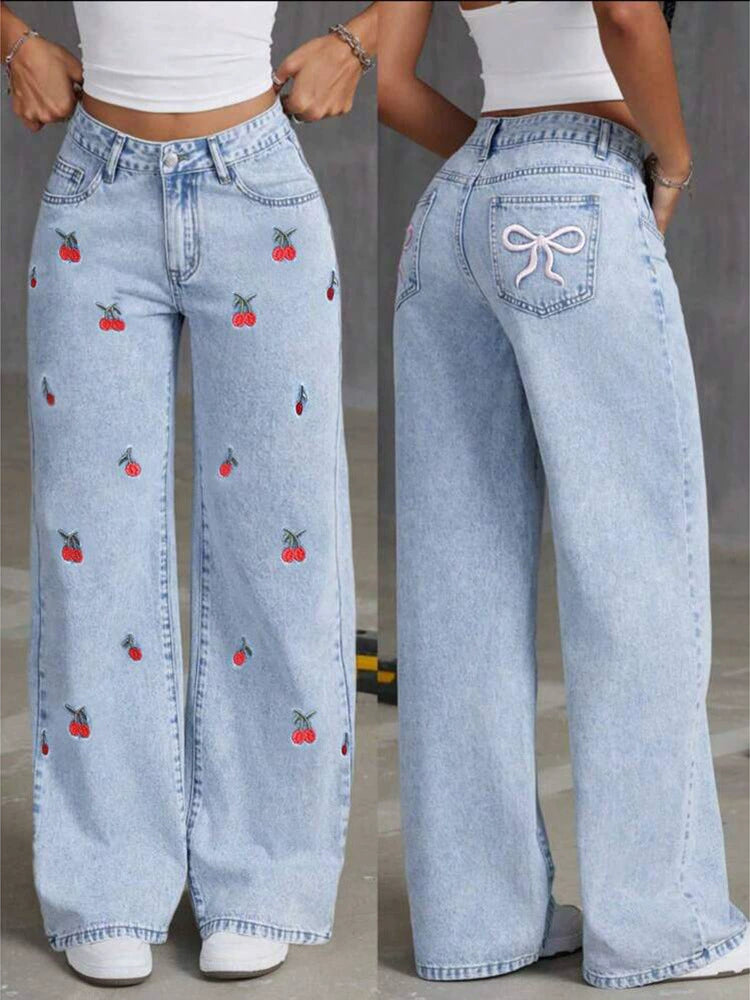PAPARAZZI CLOSET Korean Retro Wide-Leg Floor-Length Jeans