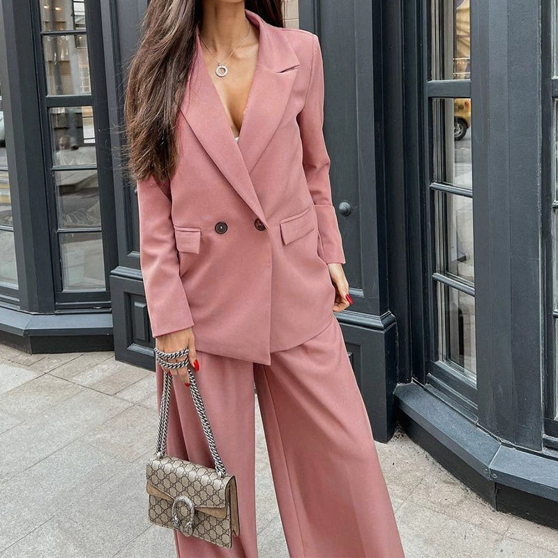 Zl2048 Spot Cross-Border Women's Clothing 2025 Autumn and Winter New Amazon Casual Professional Suit Two-Piece Set