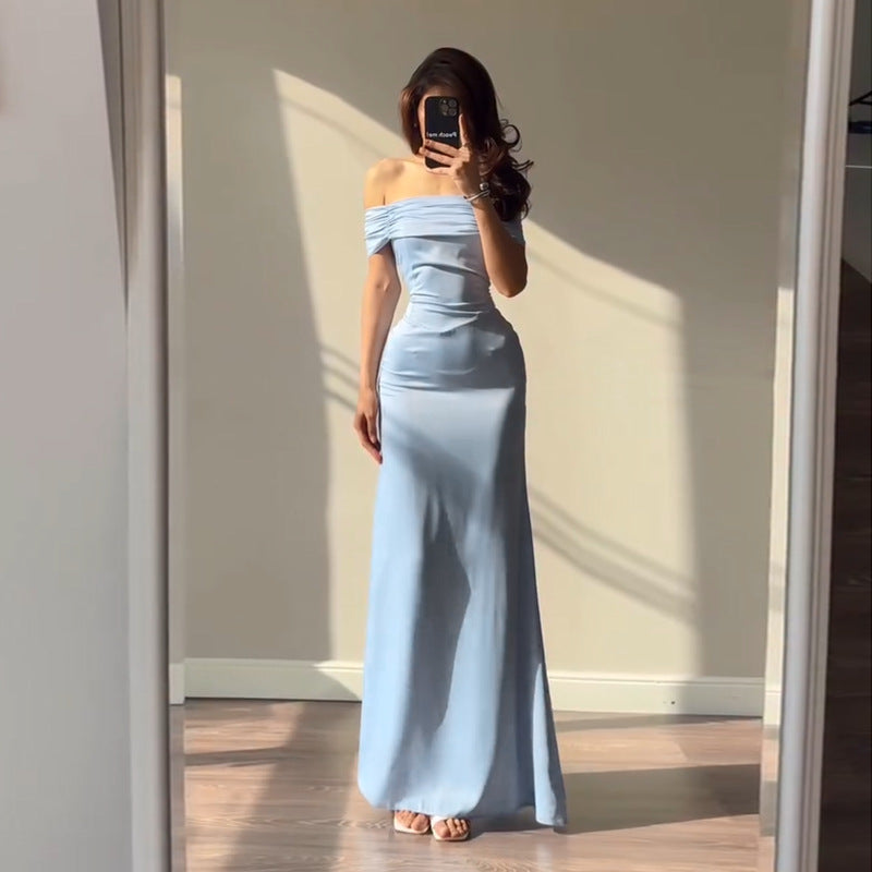 Jy25400Pfo Amazon's Best-Selling Hip-Hugging Skirt, Long Skirt, Sexy One-Shoulder Party Evening Dress, Elegant Dress