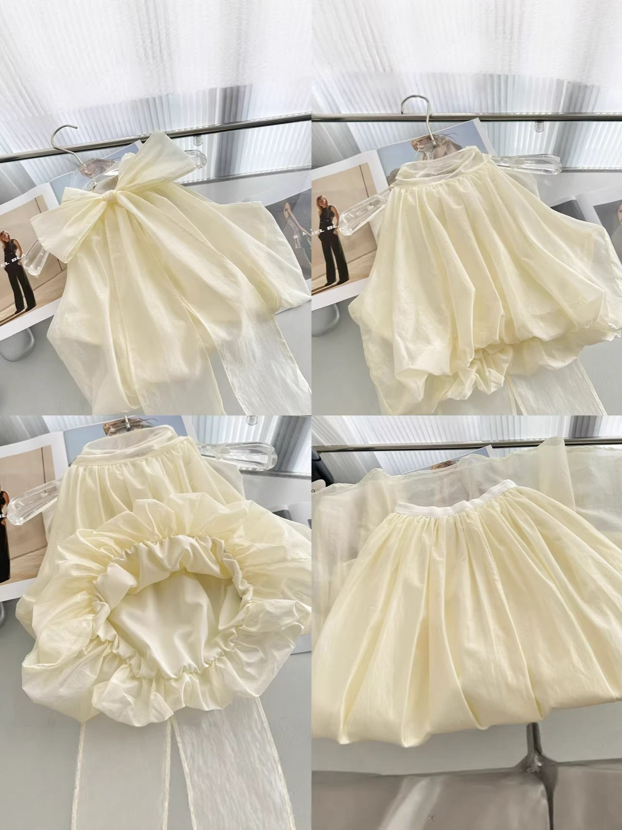 "Xinxing" Design-Inspired Pleated Sleeveless Top with High-Waisted Mesh A-Line Versatile Long Skirt White Set