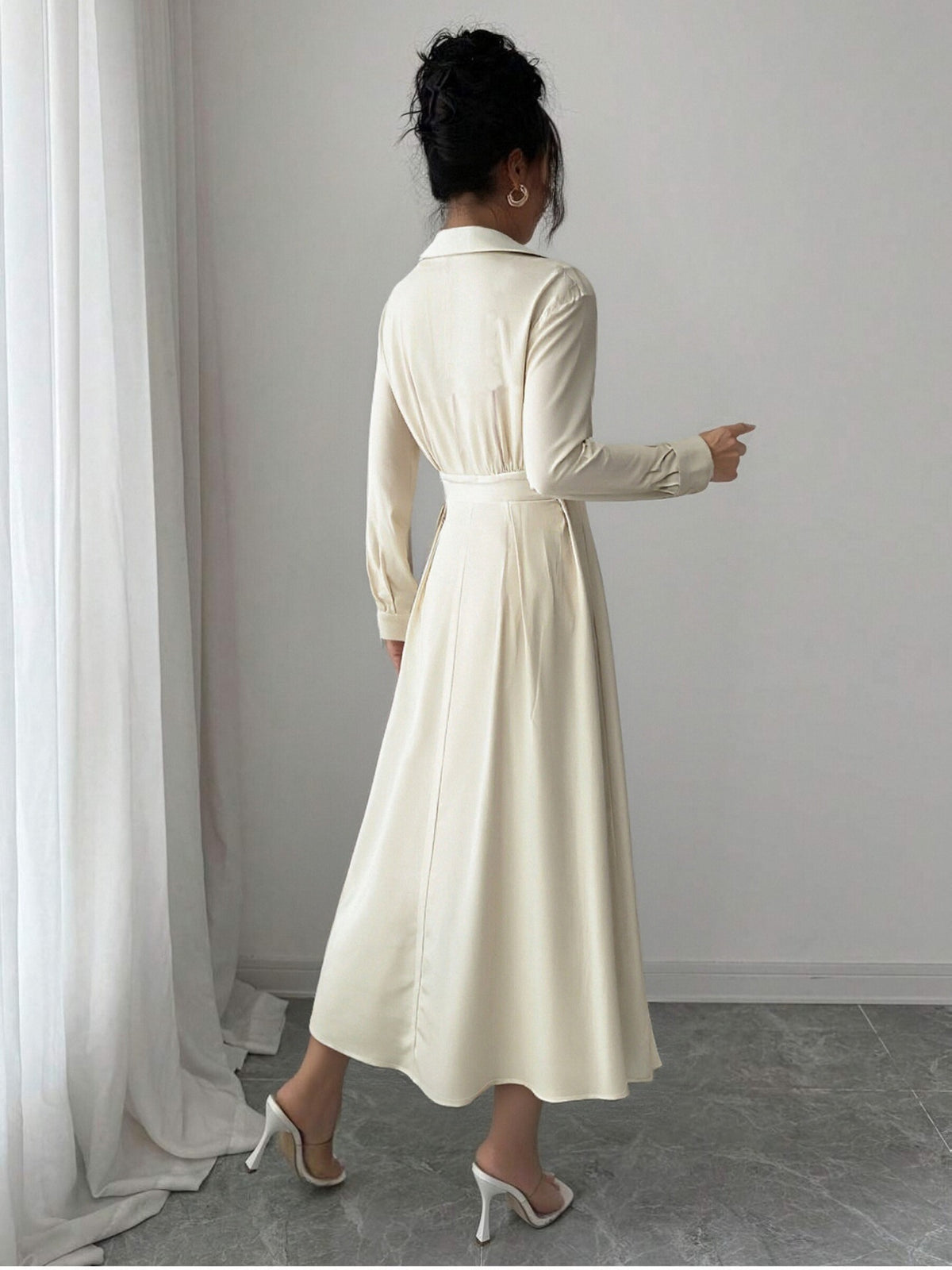 Korean-Style Niche Resort-Style Celebrity-Style Printed Long Dress, Cute and Trendy Outfit, Long-Sleeved Dress