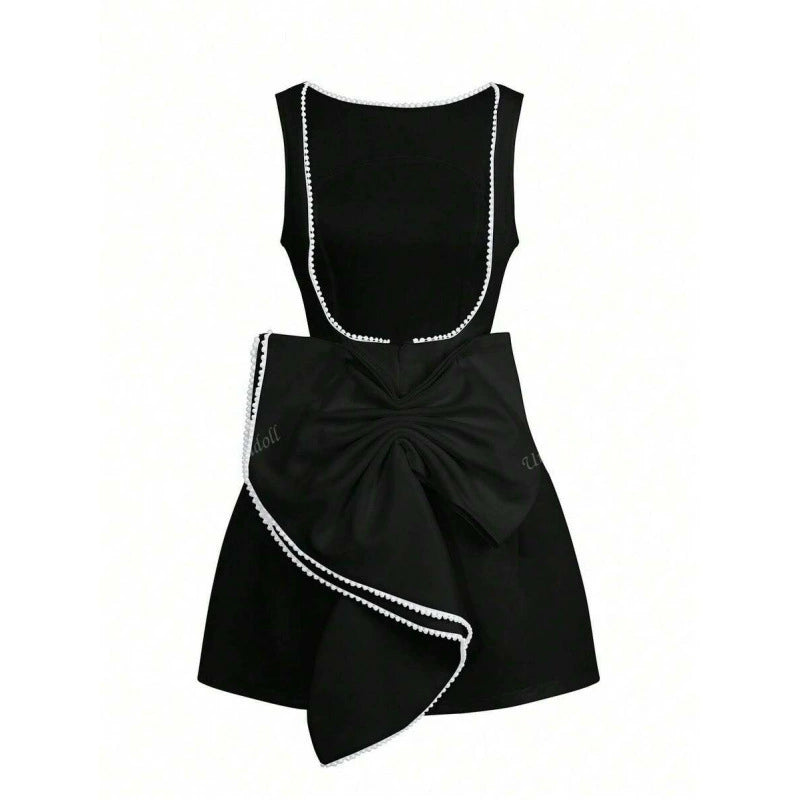 P 22476 Pearl Bow Backless A-line Dress