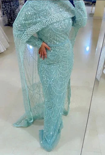 Cross-Border Supply of Heavy-Duty Beaded Trailing Evening Dresses 2026 New Models Foreign Trade Supply Runway Evening Dresses Factory
