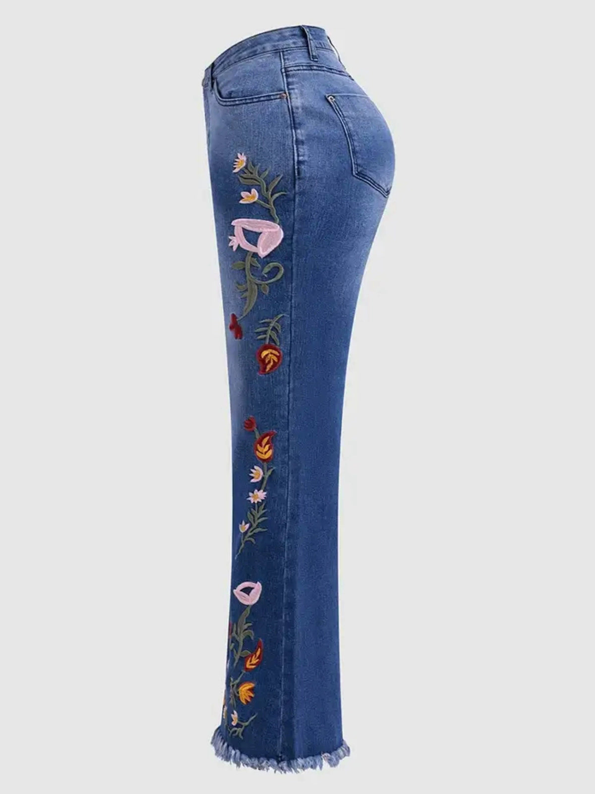 2025 Cross-Border New Product Factory Direct Sales European and American Foreign Trade Popular High-Elastic Embroidered Flared Jeans for Women 6003