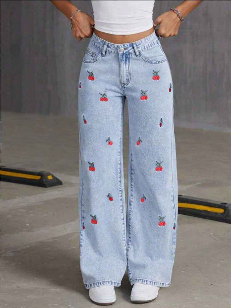 PAPARAZZI CLOSET Korean Retro Wide-Leg Floor-Length Jeans