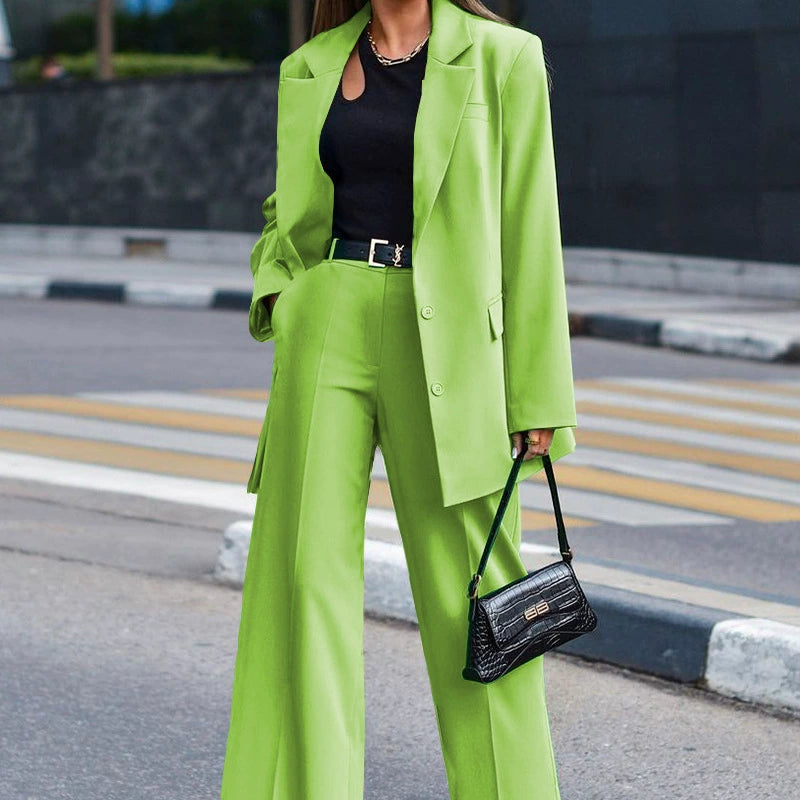 FD1114 in stock 2025 Amazon Fall/Winter New Solid Color Long Sleeve Women's Street Shot Casual Suit Two-Piece Set