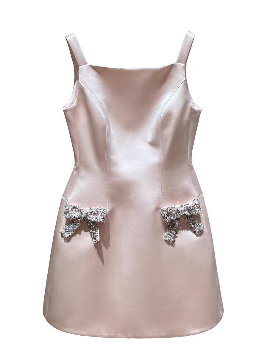 Super High-Quality Dress with Intricate Beading and Bow, French-Style Elegant Tank Top Dress, New Spring 2026 Collection
