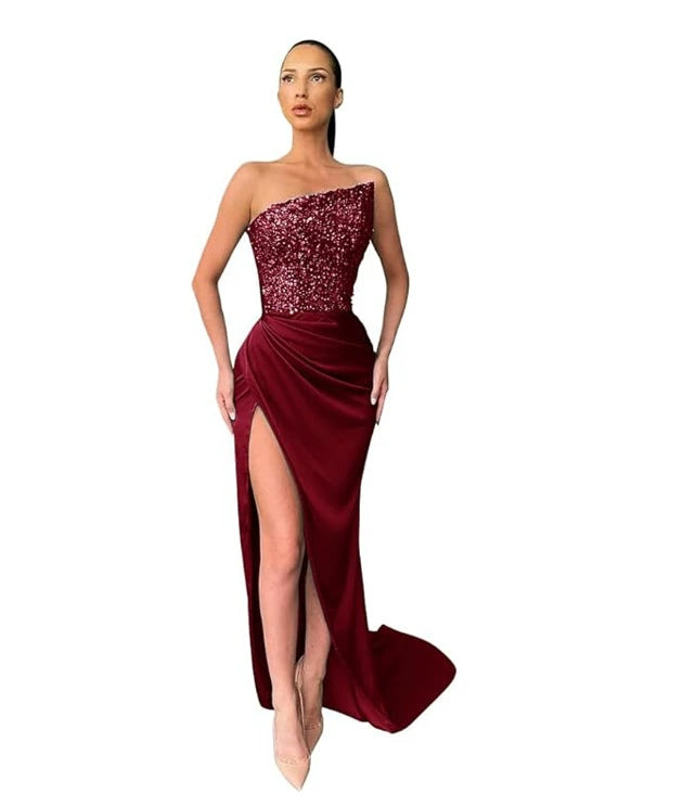 2026 New Cross-Border Foreign Trade Style Green Sequin Fairy Long Sleeveless Fashionable Elegant Mid-Length Evening Dress