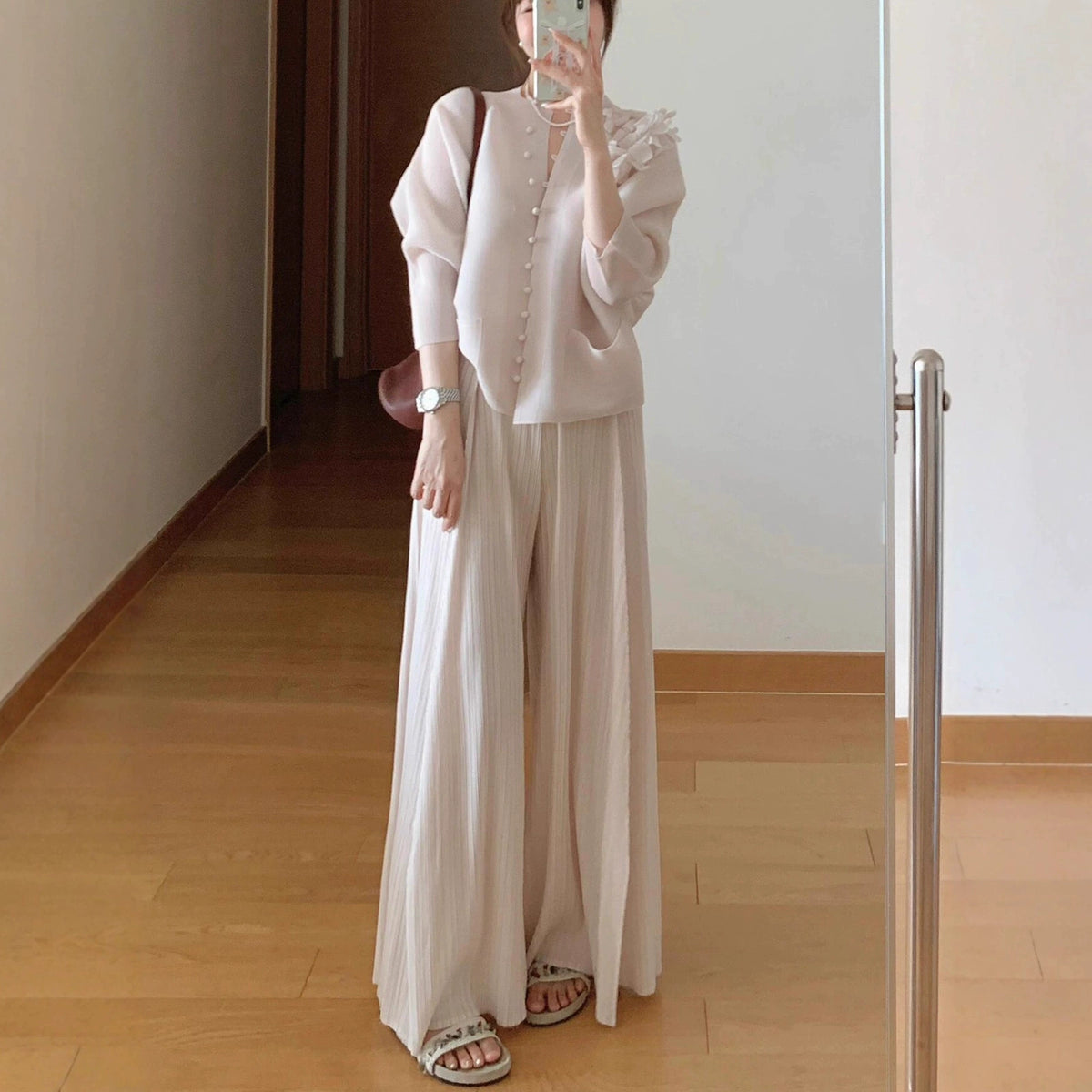PAPARAZZI CLOSET Elegant Tweed Jacket and Wide-Leg Pants Two-Piece Set
