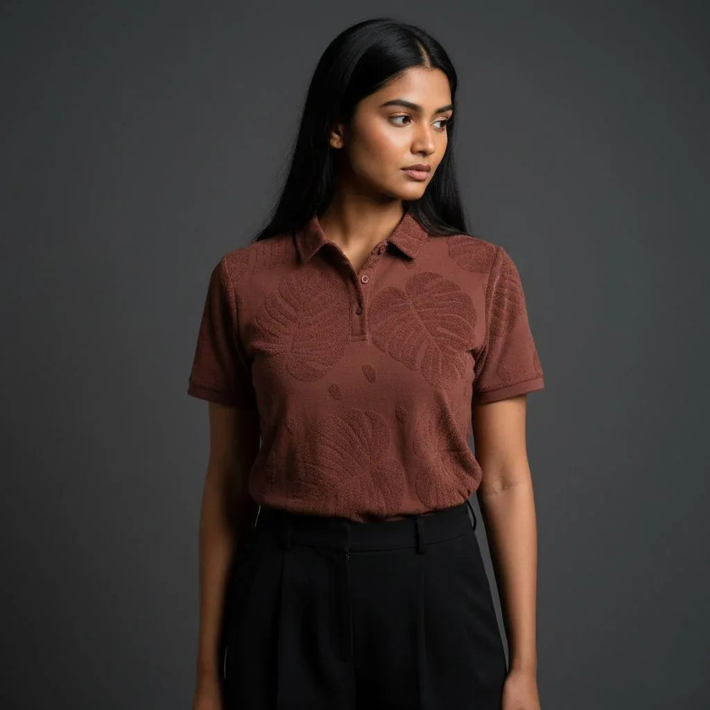Maroon Textured Polo