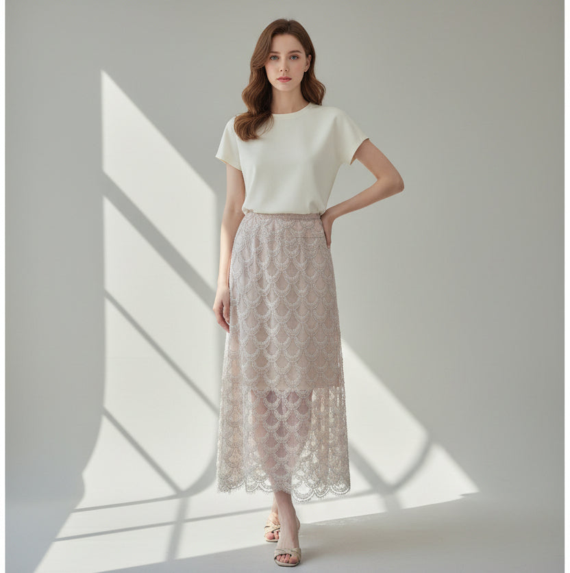 SCALLOP BEADED SKIRT