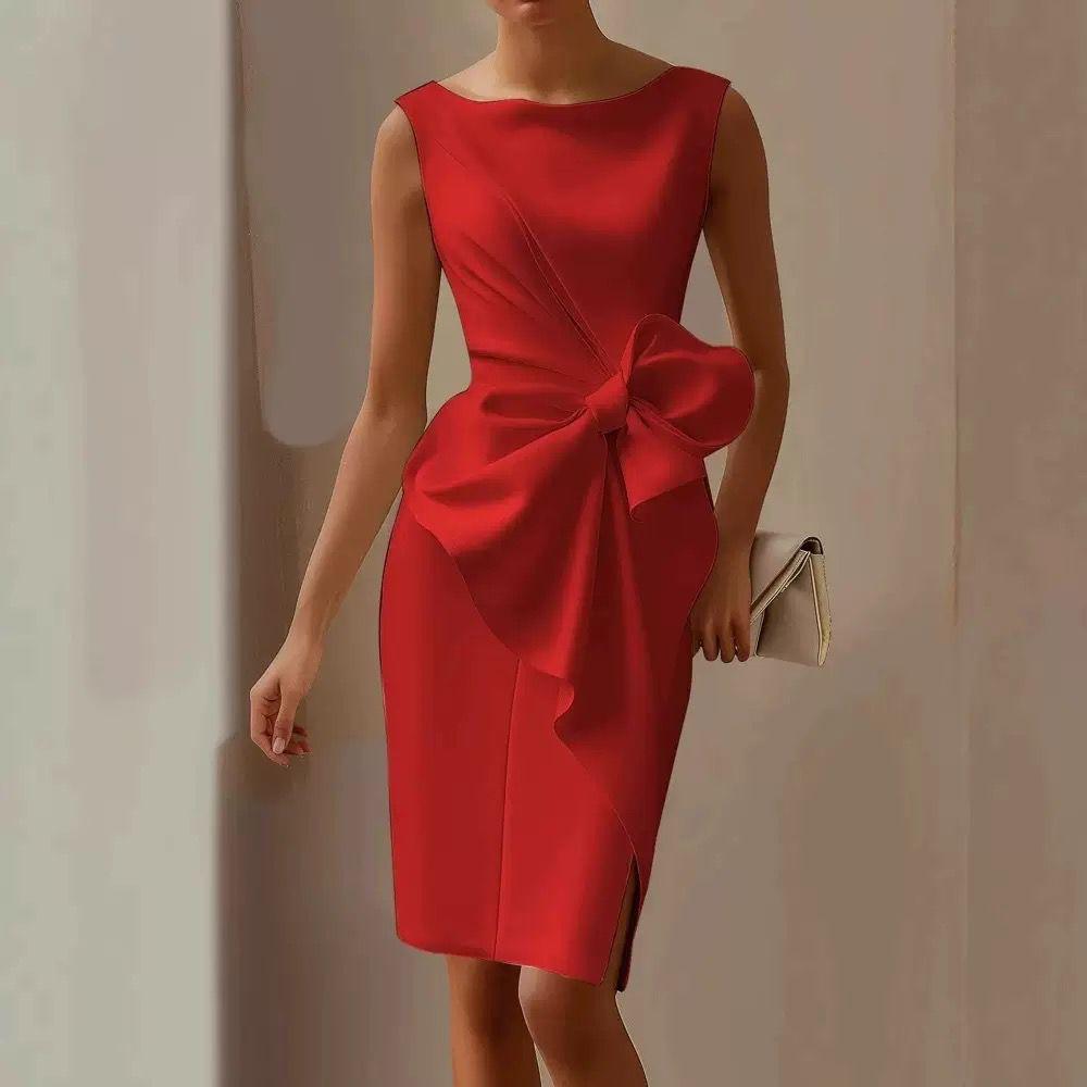 Bow Detail Bodycon Midi Dress | Sleeveless Occasion Dress for Women