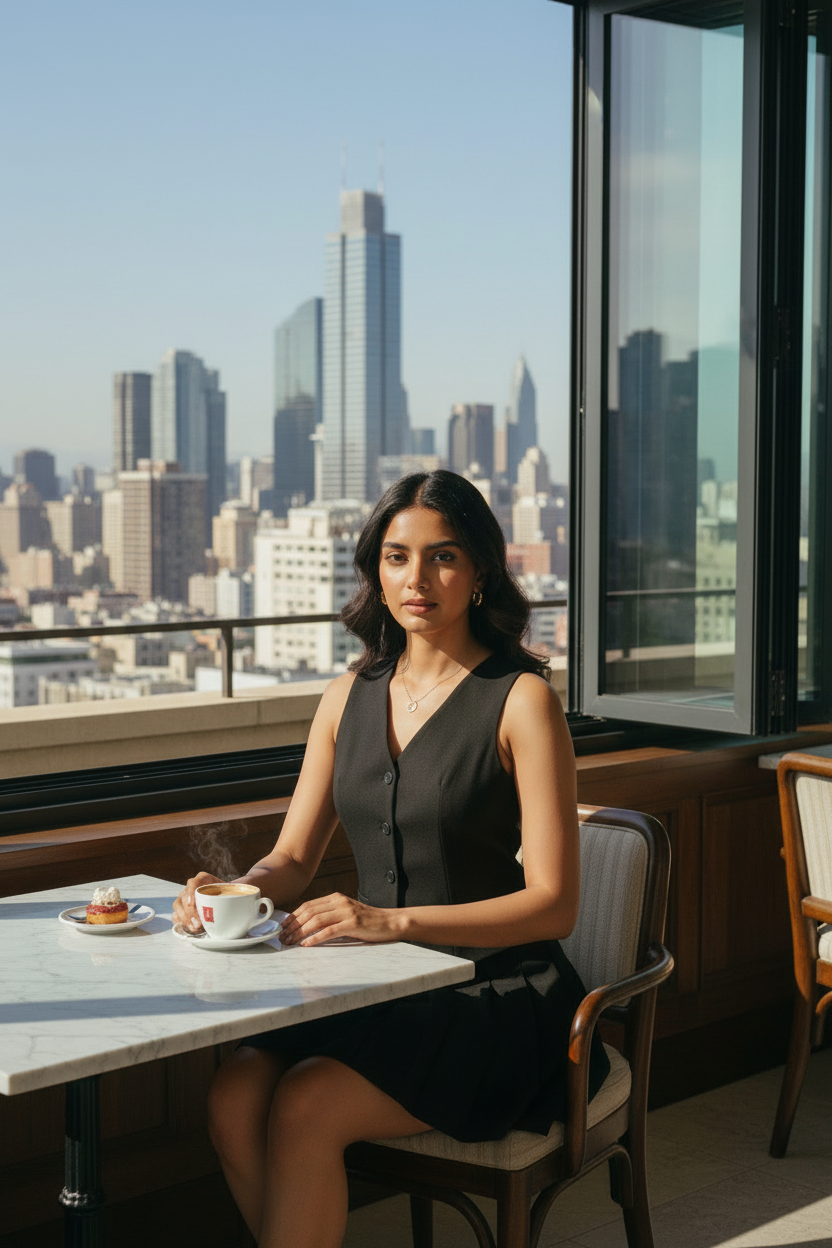Classic Pleated Vest Dress – Rooftop Café