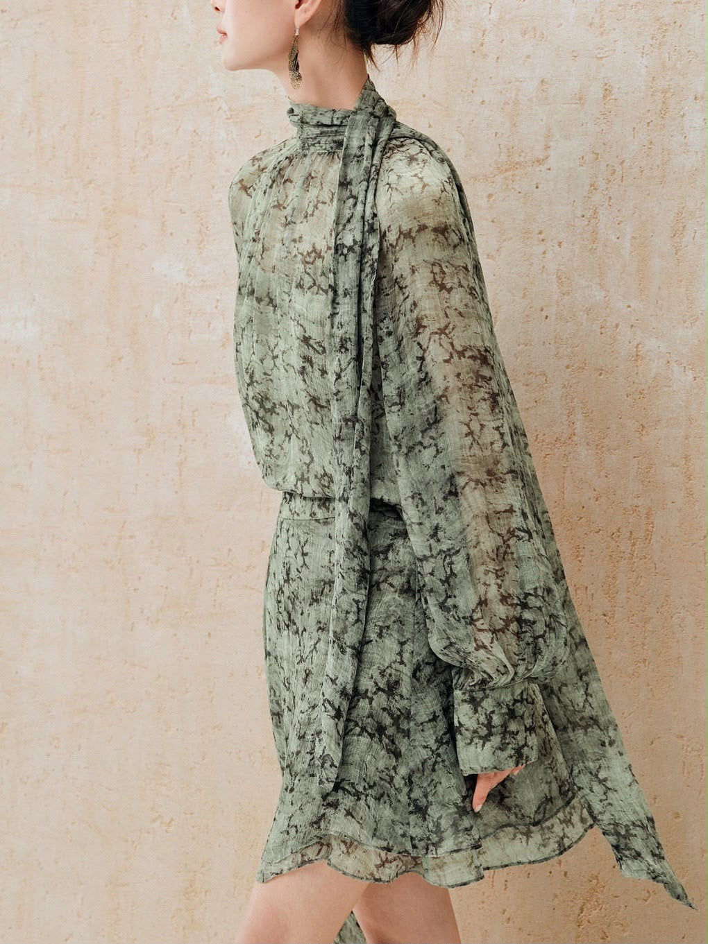 Sage Green Floral Chiffon Co-ord Set