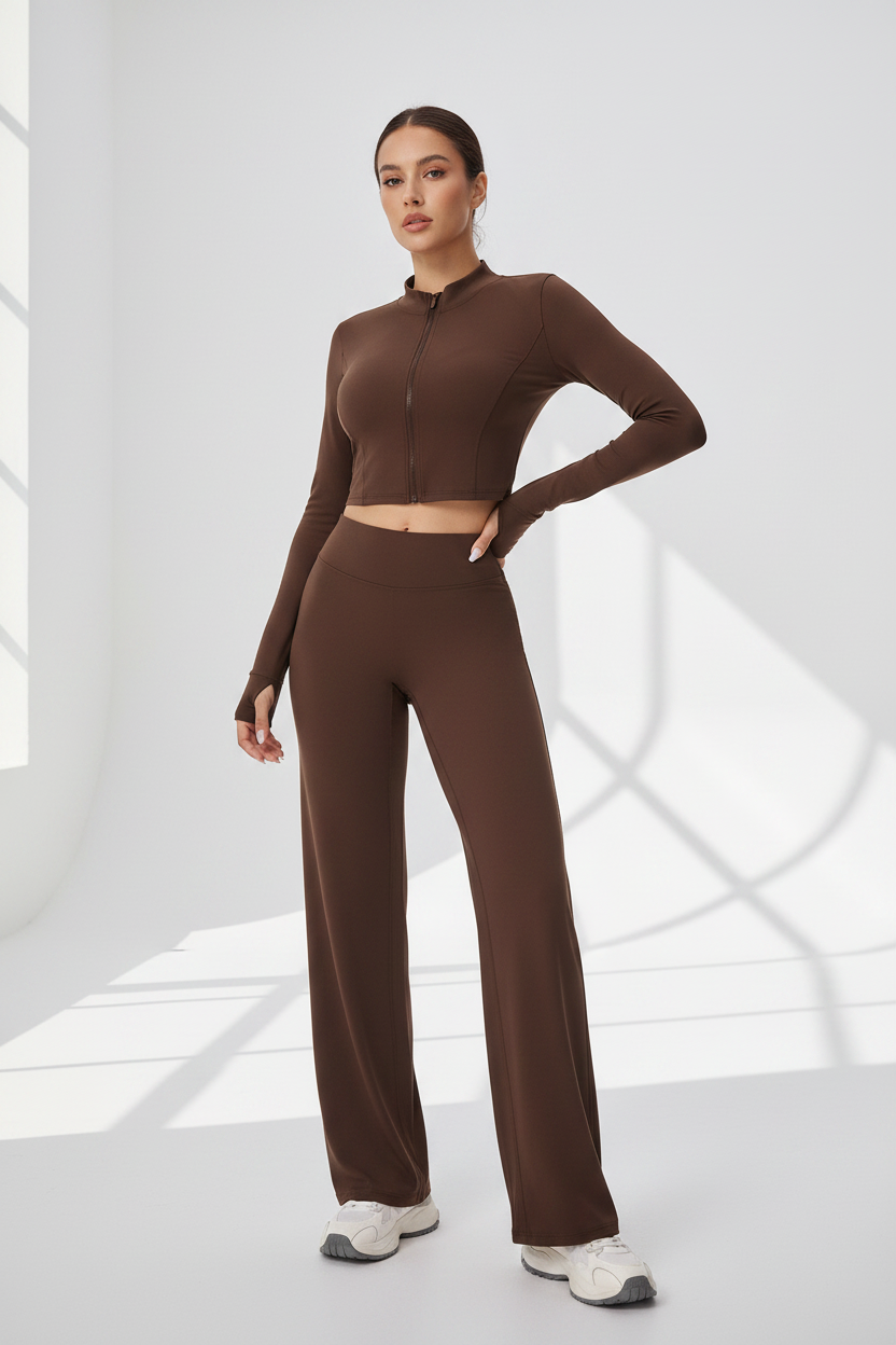 HALF-ZIP CROP JACKET WIDE-LEG TROUSER ACTIVEWEAR