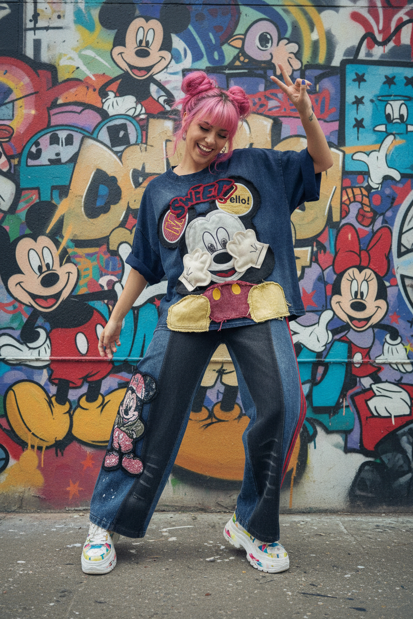 Mickey Denim Co-ord – Graffiti Wall