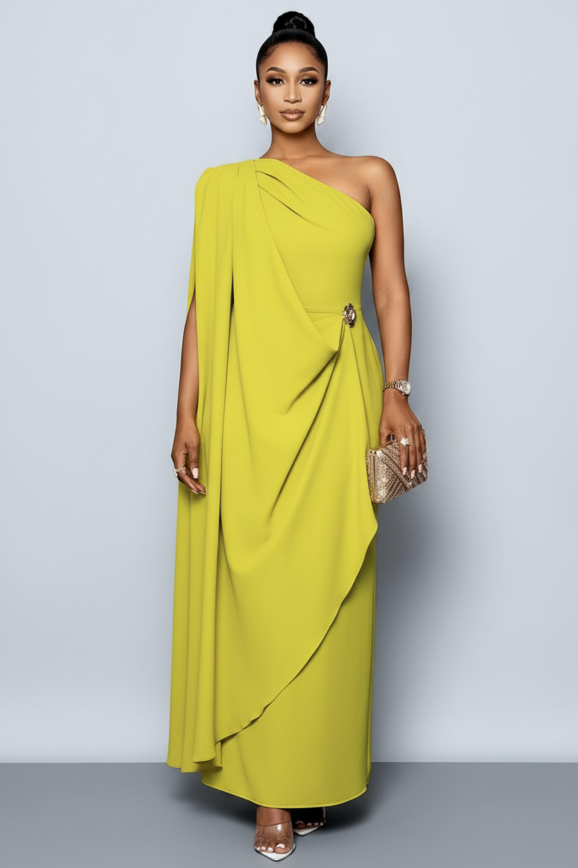 One-Shoulder Draped Maxi Dress – Model Shot
