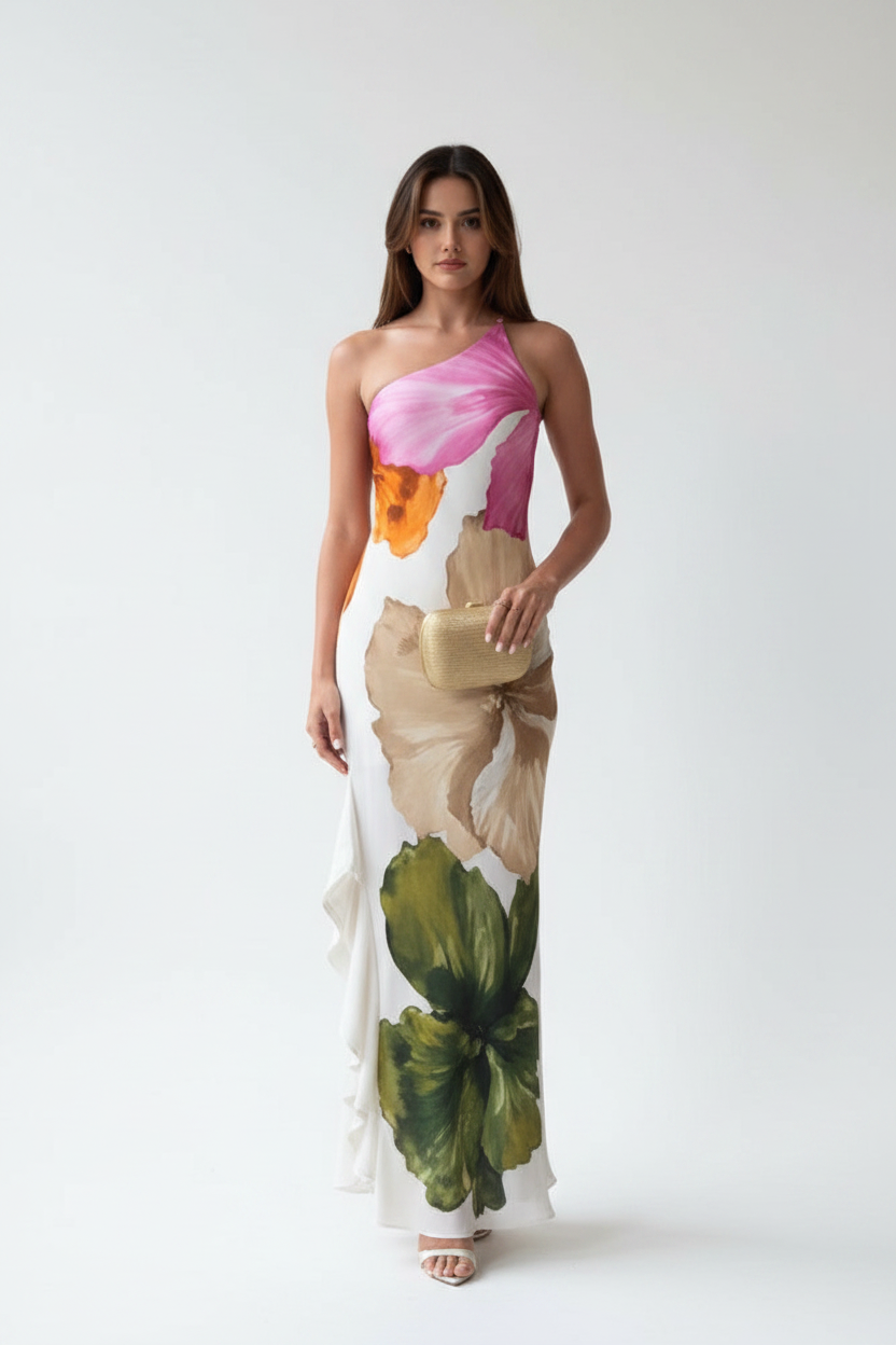 Roselle Satin Dress – Front View
