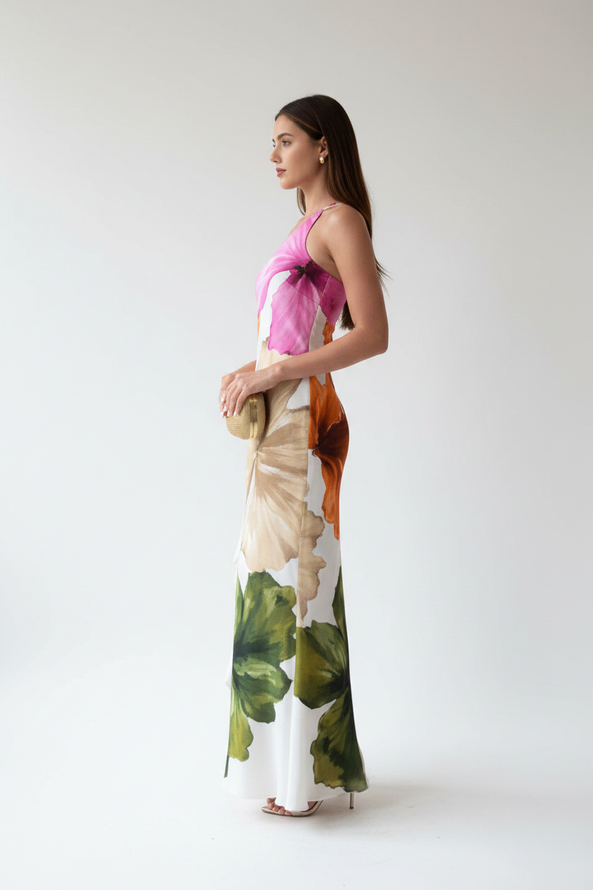 Roselle Satin Dress – Side View