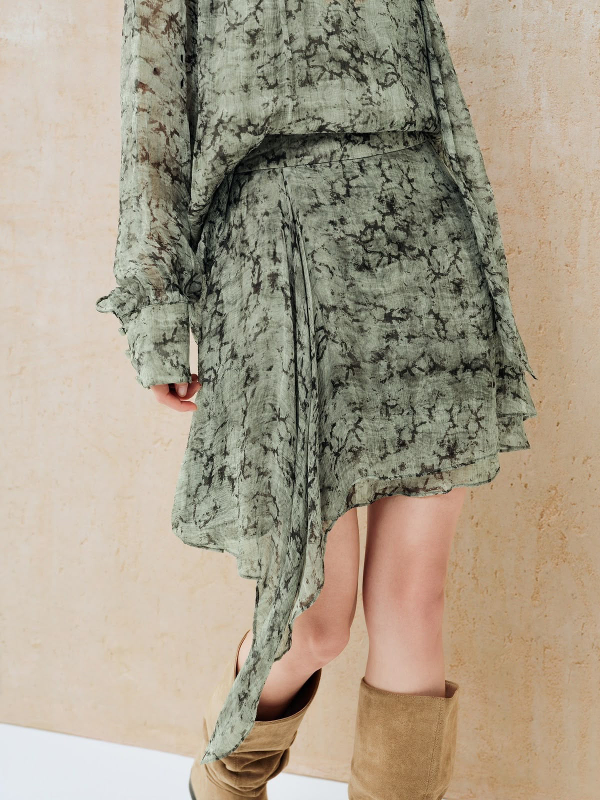 Sage Green Floral Chiffon Co-ord Set